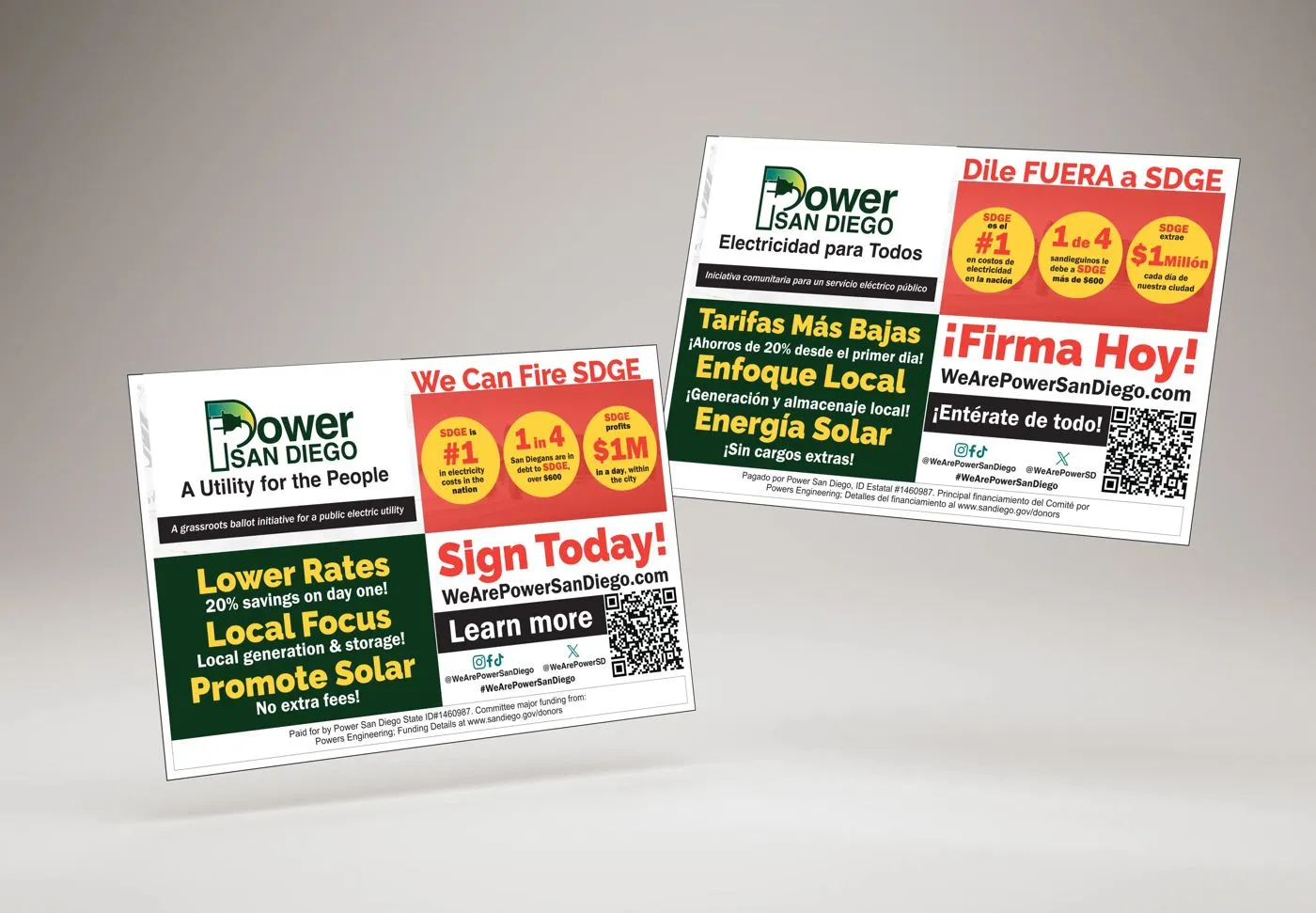 Bilingual mailers, English and Spanish