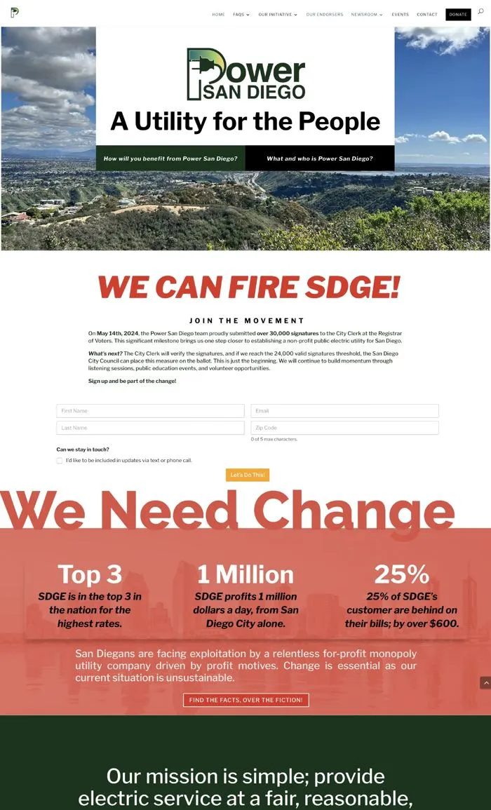 The website, built to turn a bill into a signature